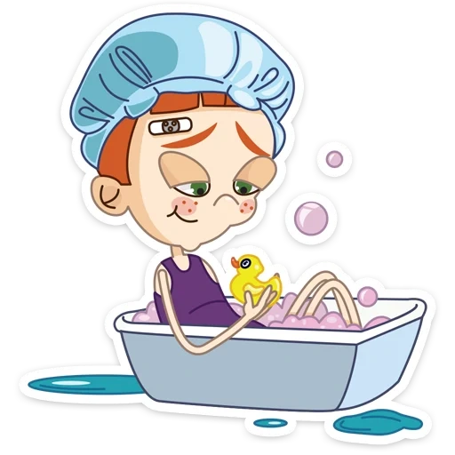 yegoza, die badewanne cartoon, mädchen badezimmer muster