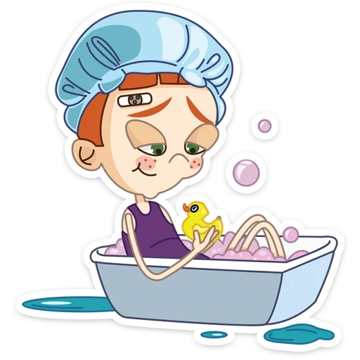 yegoza, bathtub cartoon, girls bathroom pattern