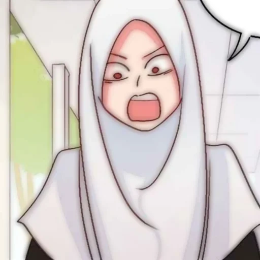 asiático, chica, anime girl, animación musulmana, animación de cabeza de cereza