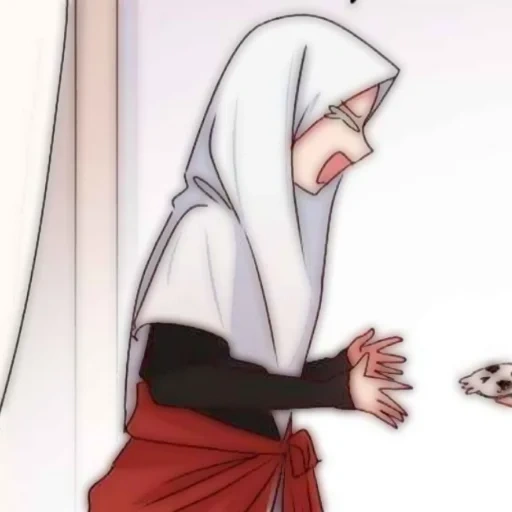 jovem, homem para um hijabe, personagens de anime, hijab muçulmano, desenhos muçulmanos