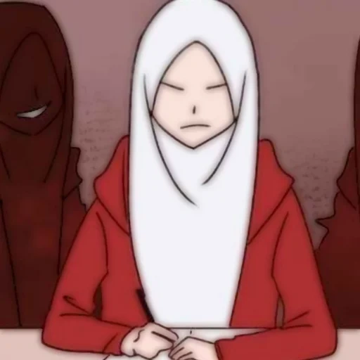 asian, anime, cartoon animation, hijab cartoon, cherry blossom hijab animation