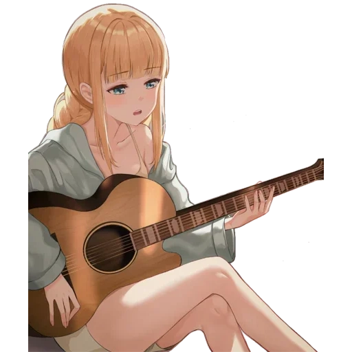picture, tian guitar, anime girls, anime characters, anime girl with a guitar