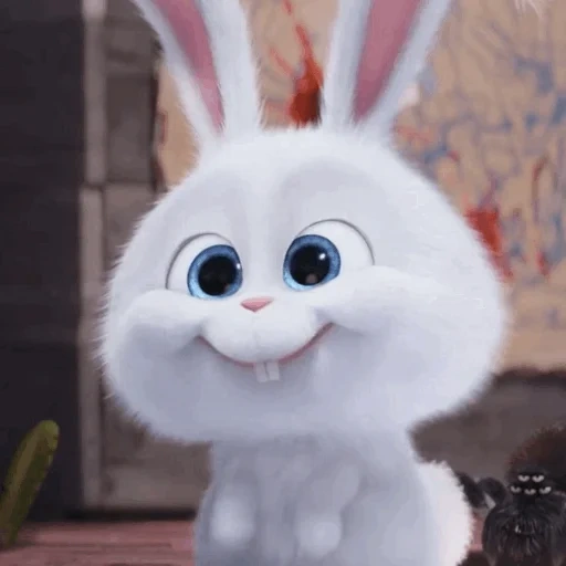 kelinci yang marah, bola salju kelinci, kelinci kartun, kelinci jahat, sedikit kehidupan kelinci hewan peliharaan