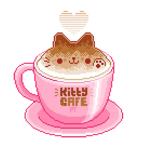 tasse à café, dessins mignons, chats kawaii, dessins de nourriture mignonnes, dessin graphique de la tasse de chat