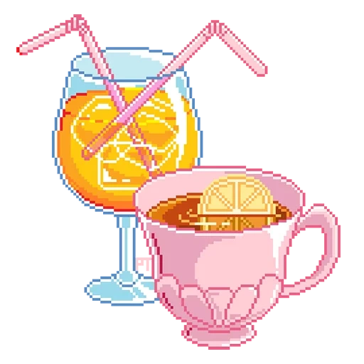 bebidas, limonada, bebidas de comida, arte de píxeles de té, bebidas de animación