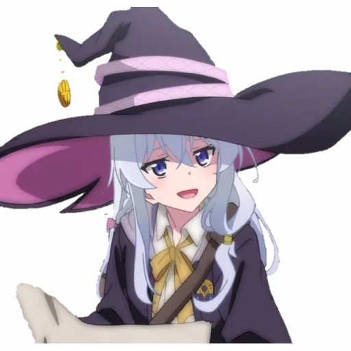 penyihir anime, karakter anime, elaine anime witch, gadis anime adalah seorang penyihir, elena anime witches bepergian