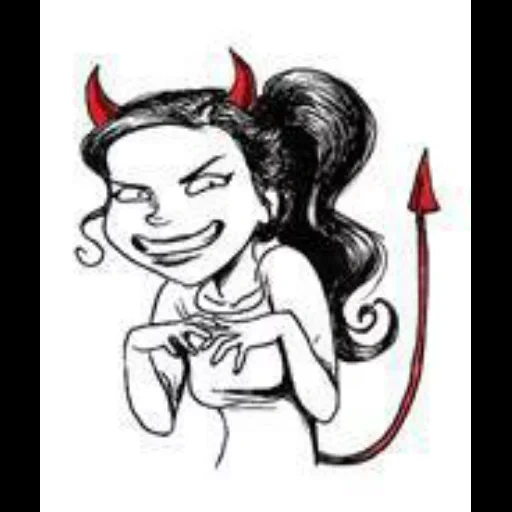 ragazza, donna del diavolo, ragazza diavolo, stick del diavolo da ragazza, cartoon girl devil