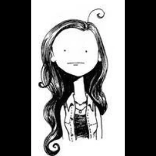 giovane donna, immagine, smiley, illustrazione, dispirazione con il fumetto di ragazze con una matita