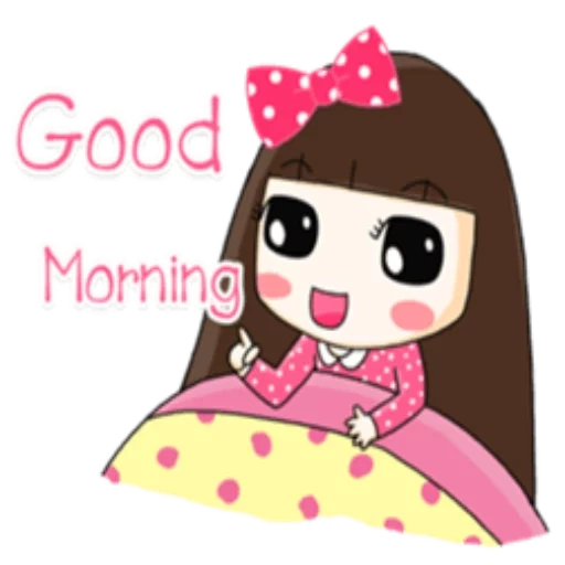 clip art, kawaii mädchen, es ist mir egal, die zeichnungen sind süß, kawaii guten morgen