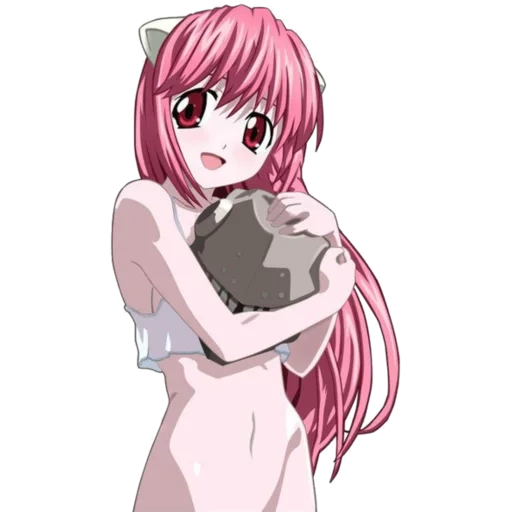 девушки аниме, люси elfen lied, эльфийская песнь, диклониус без фона, люси эльфийская песнь