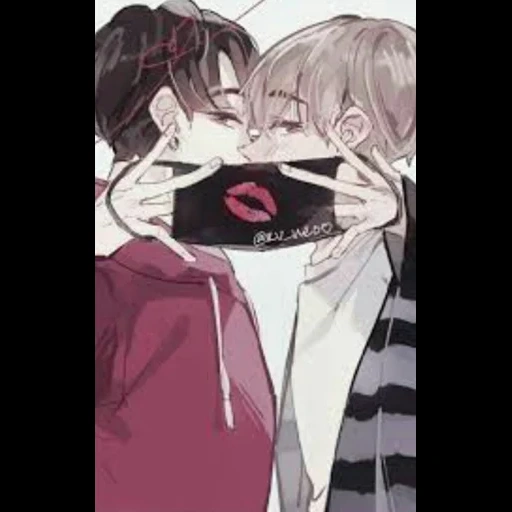 anime mignon, vkook fanart, bts vkook art 18