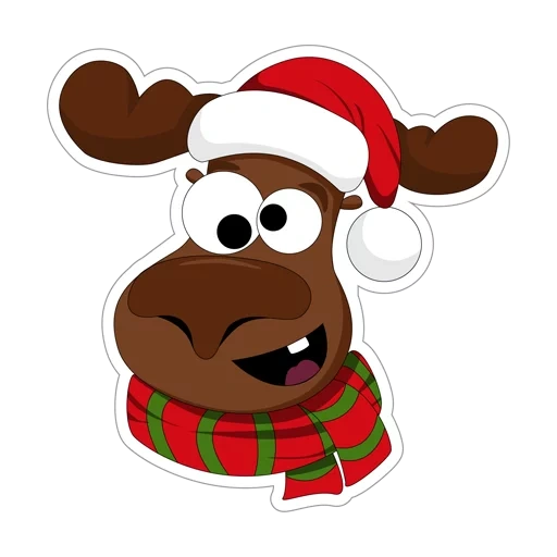 лось, reindeer, рудольф олень, рудольф олень санты, новогодняя наклейка олень