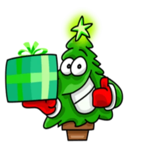 a árvore de natal é engraçada, árvore de natal, feliz natal, árvore de natal do desenho animado com um sorriso, árvore de natal madura