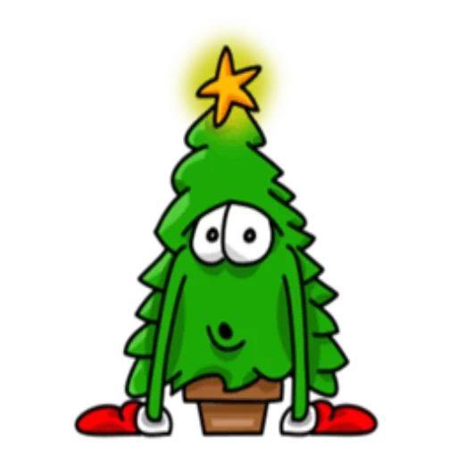 pohon natal, pohon natal jahat, pohon natal hijau, pohon natal, kartun wajah pohon natal