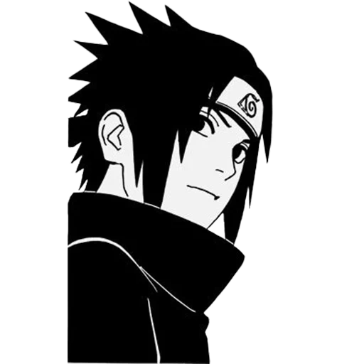 sasuke, uchinoshi sasuke, sasuke serious, sasuke smiling cartoon, black and white naruto