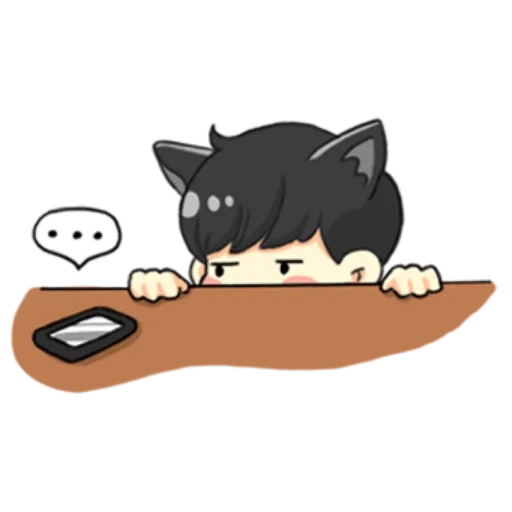 gato, chibi, chibi bts, chibi gatos, garoto negro de gato