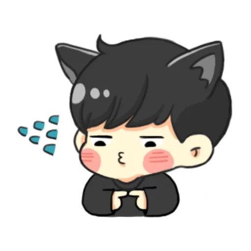 chibi bts, kibikyl bts, chibi chongguke, cat black boy, chibi bts shujia