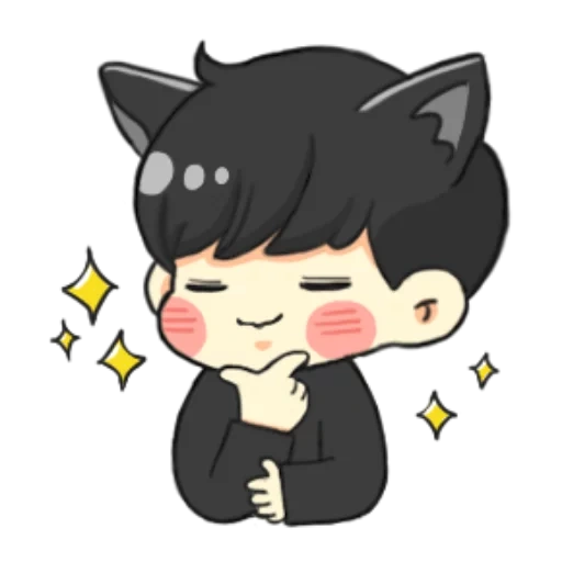 asiático, chibi bts, chibi chonguk, garoto negro de gato, chibi bts shuga