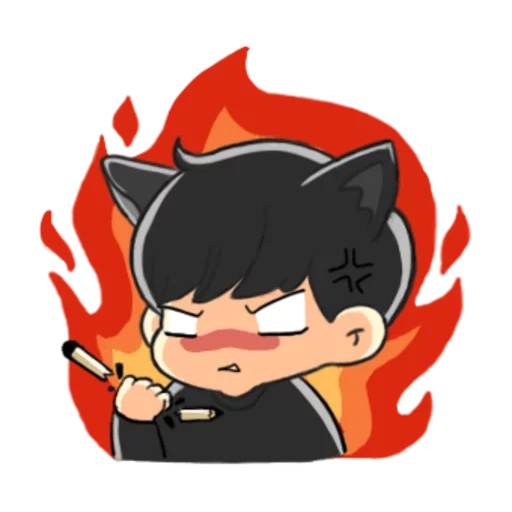 chibi, kaneki chibi, anak laki laki kulit hitam kucing