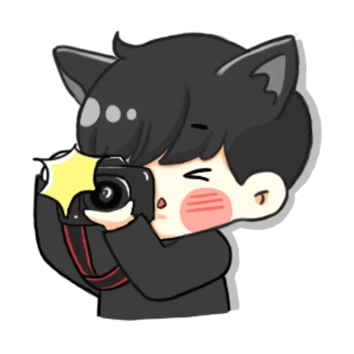 chibi, bts de chibi, jinmu chibi, garoto preto gato, chibi bts shuga