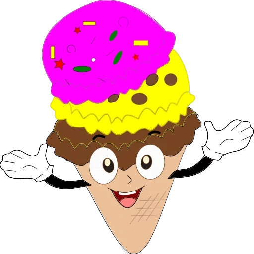 das hüpfende eis, smiley ice cream, cartoon ice cream, illustration von eis, ice cream cartoon smiley