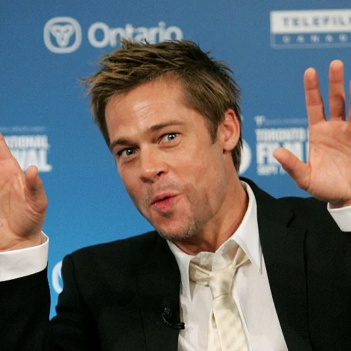 brad pitt, brad pitt hands, actor brad pitt, brad pitt astronaut, brad pitt shows the middle finger