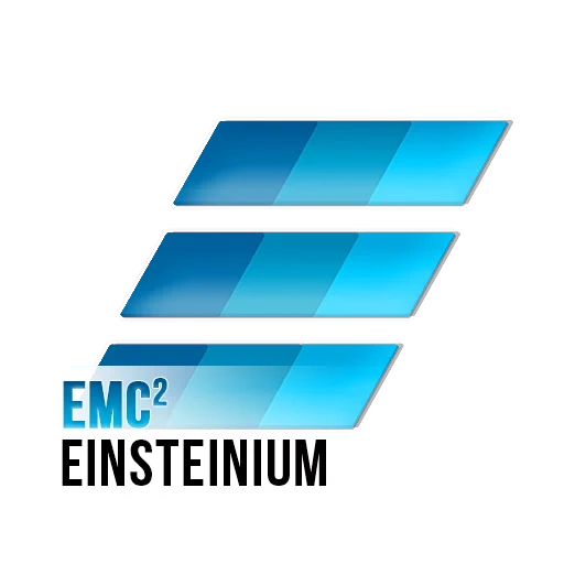 logo, etichetta, logo emc 2, einsteinium, corso di einsteinium
