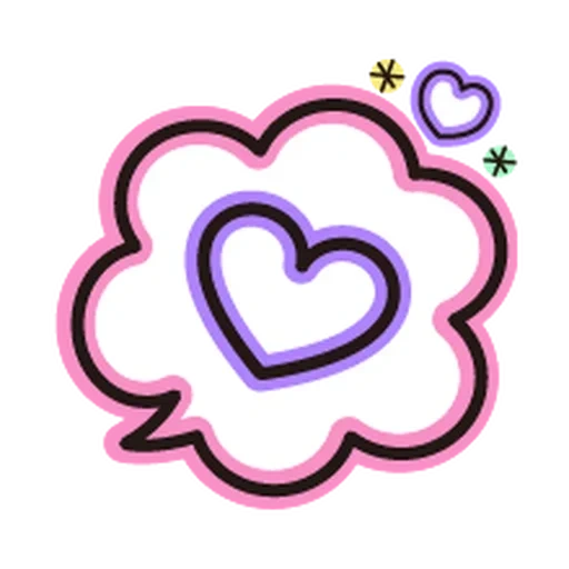 corazón de nubes, icono de bebé, nube de corazones, el logotipo de la nube con el corazón, contorno rosa en la nube