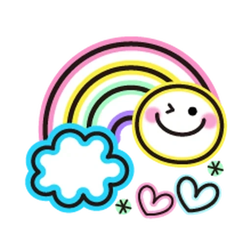 arcoiris kawai, ícono del arco iris, símbolo del arco iris, el arco iris es una plantilla, dibujo del arco iris