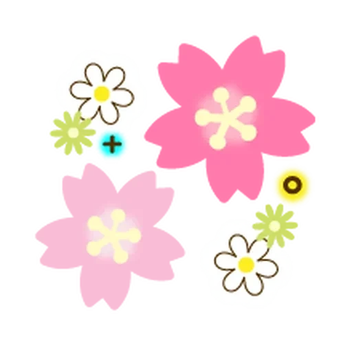 flores coloridas, flores favikon, flores cor de rosa, ícone de flor sakura, estêncil de flor de sakura