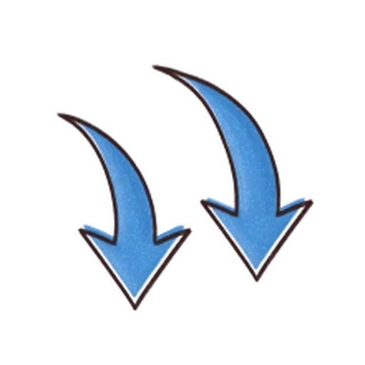 text, pointer, down arrow, arrow icon, arrowhead blue