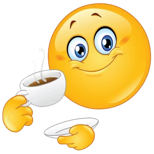 смайлик кофе, смайлик чашкой чая, смайлик чашкой кофе, доброе утро смайлики, смайлики добрым утром