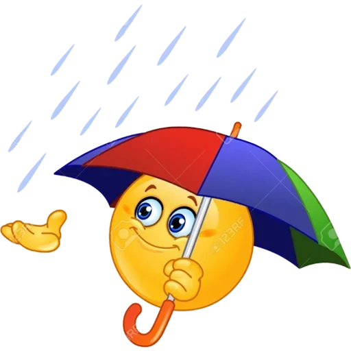 смайлик дождь, смайлик веселый, осенние смайлики, смайлик под дождем, смайлик зонтик ника