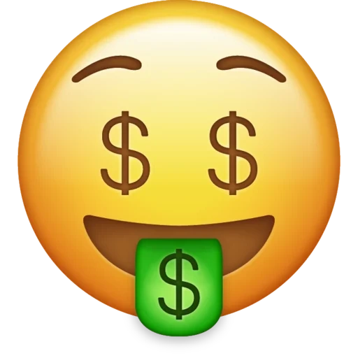 emoji, expression ios, expression coin, smiley face dollar, smiling face