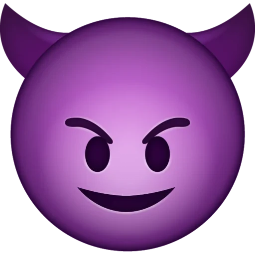 emoticon rabbia, demone sorridente, emoticon diavolo, faccia sorridente del demone, emoticon purple demon