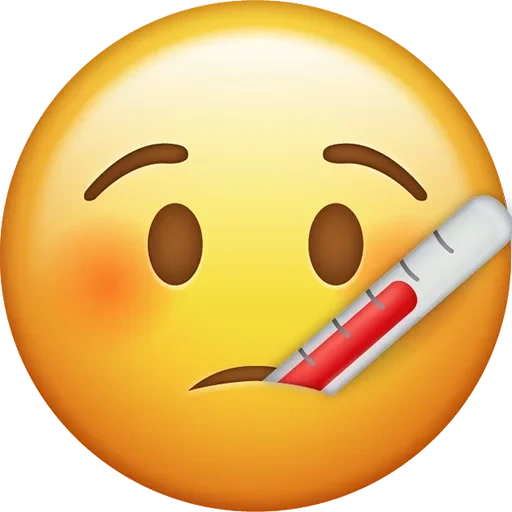emoji smimik, emoji smimik, paziente faccina, un'emoticon malata, smiley un termometro