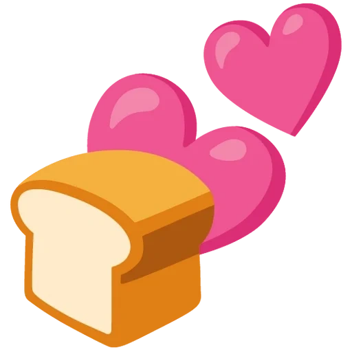 emoji, clipart, pane a fette, pane con sfondo bianco, l'emoji è due cuori