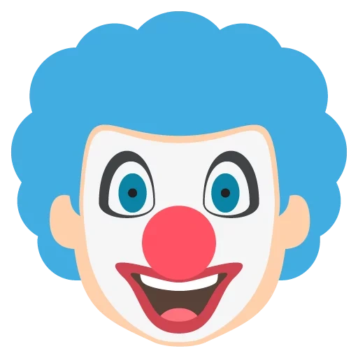 клоун лицо, клоун эмоджи, эмодзи клоун, лицо клоуна а 4, клоун волосы эмоджи