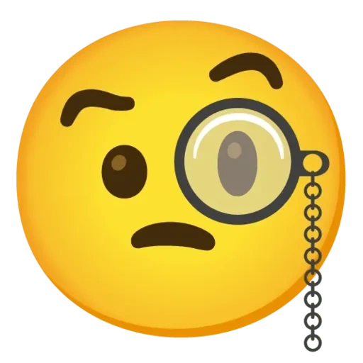 emoji, sonreír, emoji, caras de emoji, una sonrisa reflexiva con un monóculo