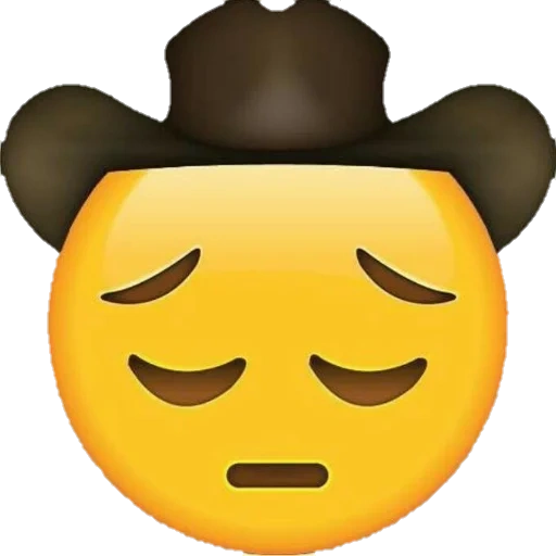 emoticon tristezza, emoticon cowboy, emoticon faccina sorridente, lil nas x emoji, espressione triste cowboy