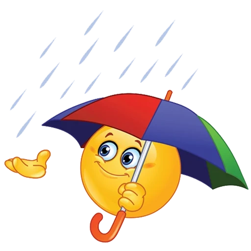 смайлик дождь, смайлик веселый, осенние смайлики, смайлик под дождем, смайлик зонтик ника