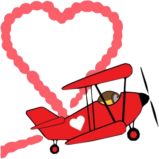 piano clipart, piano rosso, biplano dei cartoni animati, aereo del cartone animato, il cuore è un aereo