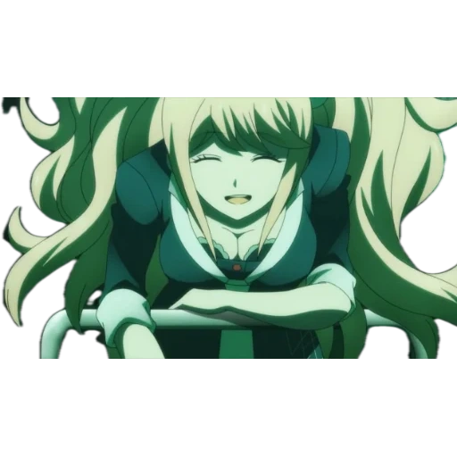 enoshima junko, personnages d'anime, danganronpa junko, anime danganronpa, soeur junko aux cheveux verts