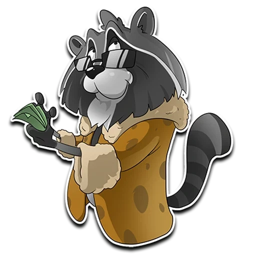 waschbär, cartoon waschbär, könig leo raccoon