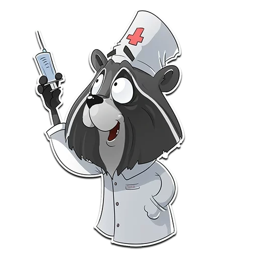 raccoon, dr raccoon, raccoon is a scientist, doctor veterinarian, raccoon veterinary clinic