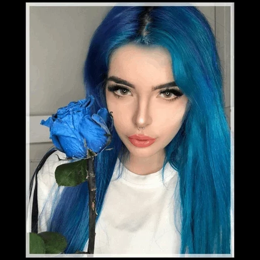 the girl, blaues haar, valeria amatuye, die bloggerin valeria tanashevich, mädchen mit blauen haaren