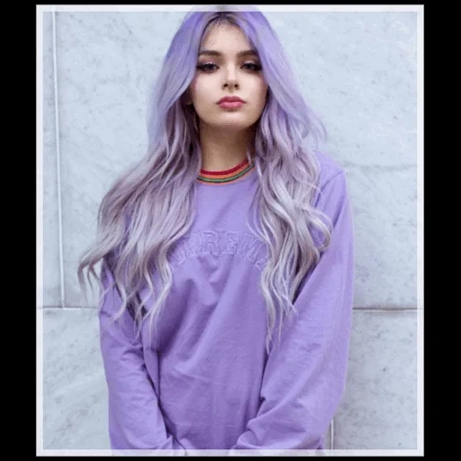lavender hair, hair color is lilac, pastel hair color, a girl with lilac hair, a girl with purple hair