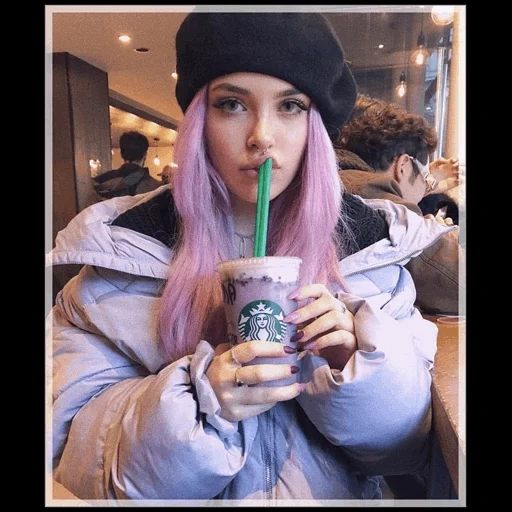 girl, girl, style girl, cafe with purple hair for girls