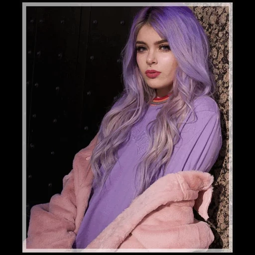 girl, beautiful girl, lavender hair, lavender hair, a girl with lilac hair