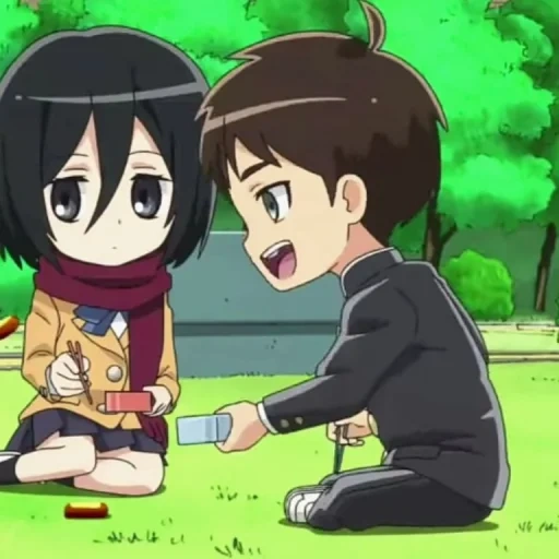 anime lucu, anime kebaruan, karakter anime, serangan titan sma levi, mikasa attack on titan junior high